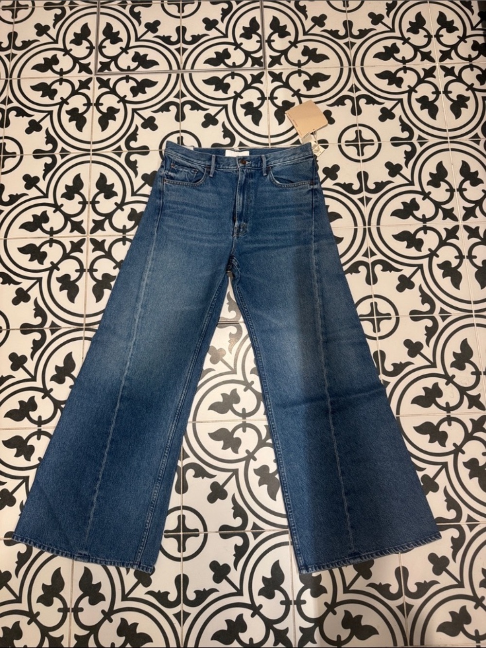 Wide Leg Women's Jeans - Blue Denim